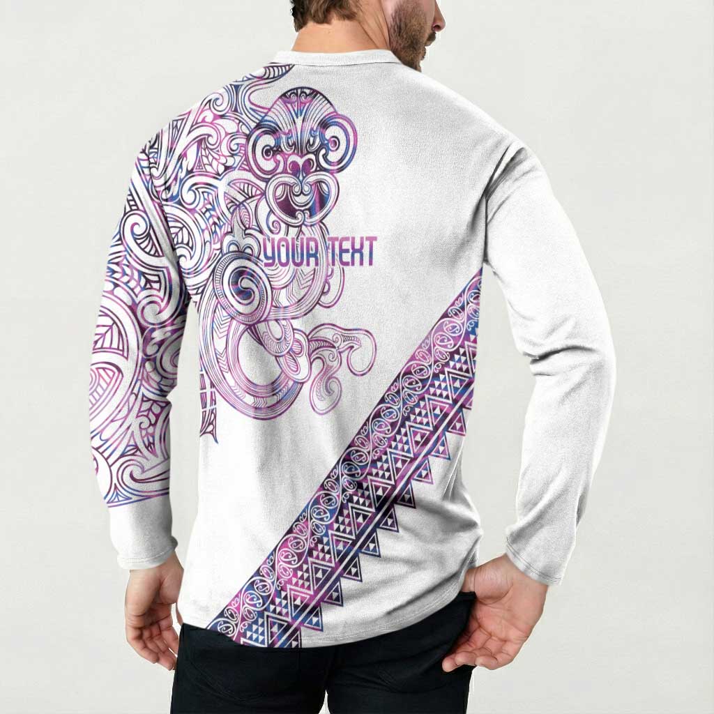 Mawhero Paua shell Kowhaiwhai Taniko Personalised Button Sweatshirt Taniwha Maori Tribal Style LT9 - Polynesian Pride