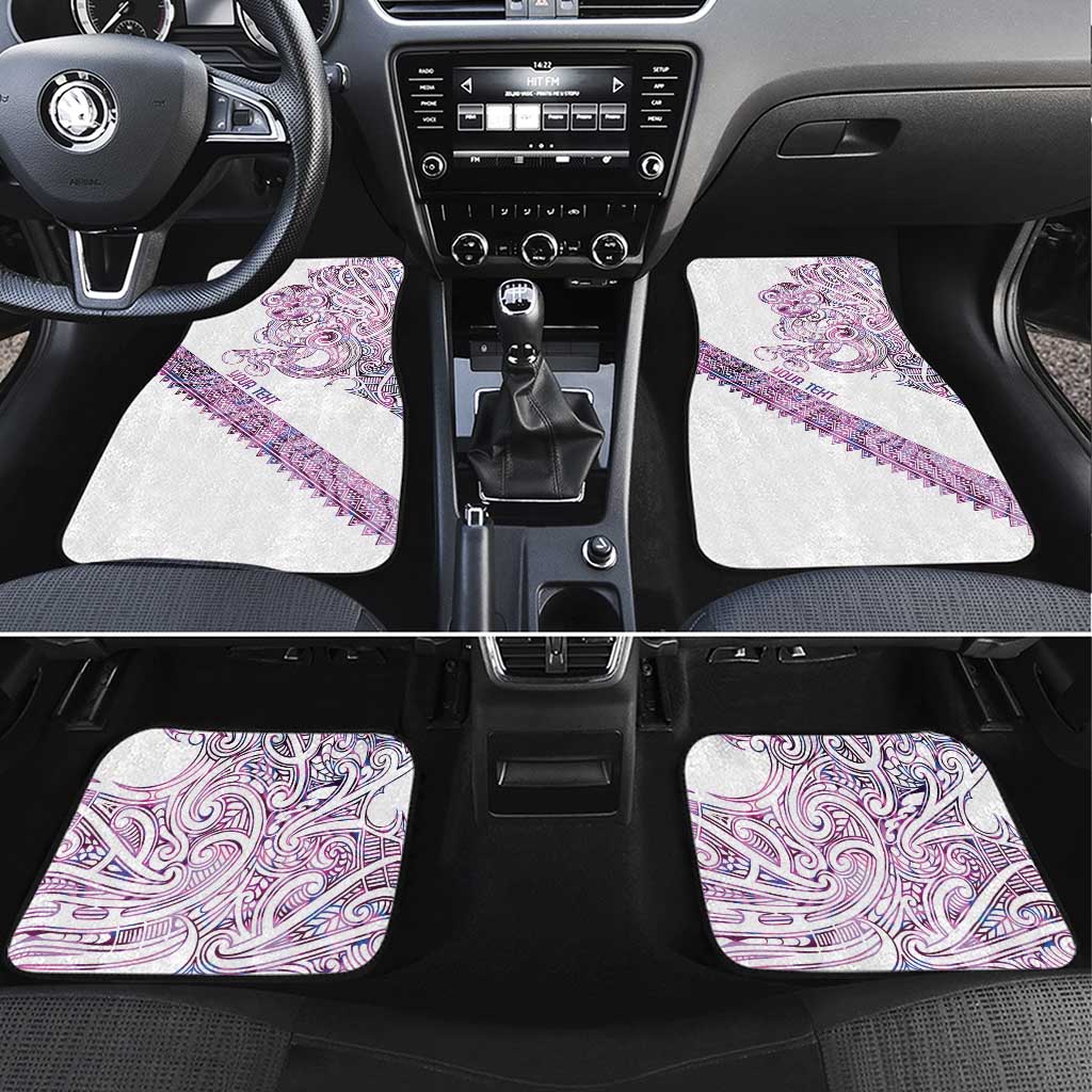 Mawhero Paua shell Kowhaiwhai Taniko Personalised Car Mats Taniwha Maori Tribal Style LT9 Set 4pcs Pink - Polynesian Pride