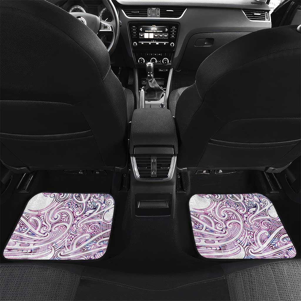 Mawhero Paua shell Kowhaiwhai Taniko Personalised Car Mats Taniwha Maori Tribal Style LT9 Set 2pcs - Back Pink - Polynesian Pride
