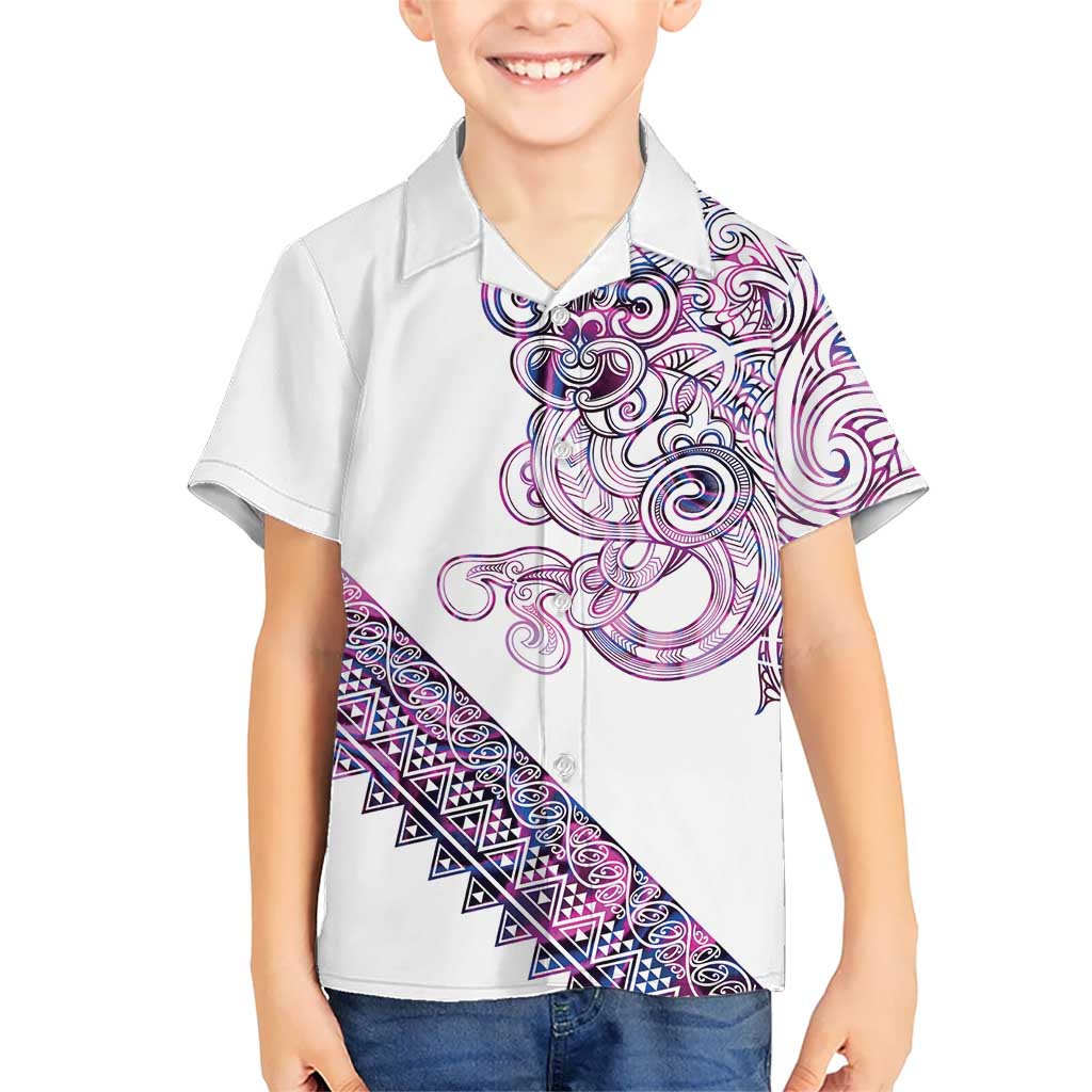 Mawhero Paua shell Kowhaiwhai Taniko Personalised Family Matching Puletasi and Hawaiian Shirt Taniwha Maori Tribal Style