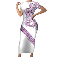 Mawhero Paua shell Kowhaiwhai Taniko Personalised Family Matching Short Sleeve Bodycon Dress and Hawaiian Shirt Taniwha Maori Tribal Style
