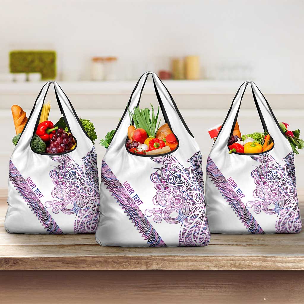 Mawhero Paua shell Kowhaiwhai Taniko Personalised Grocery Bag Taniwha Maori Tribal Style LT9 3-pack One Size Pink - Polynesian Pride