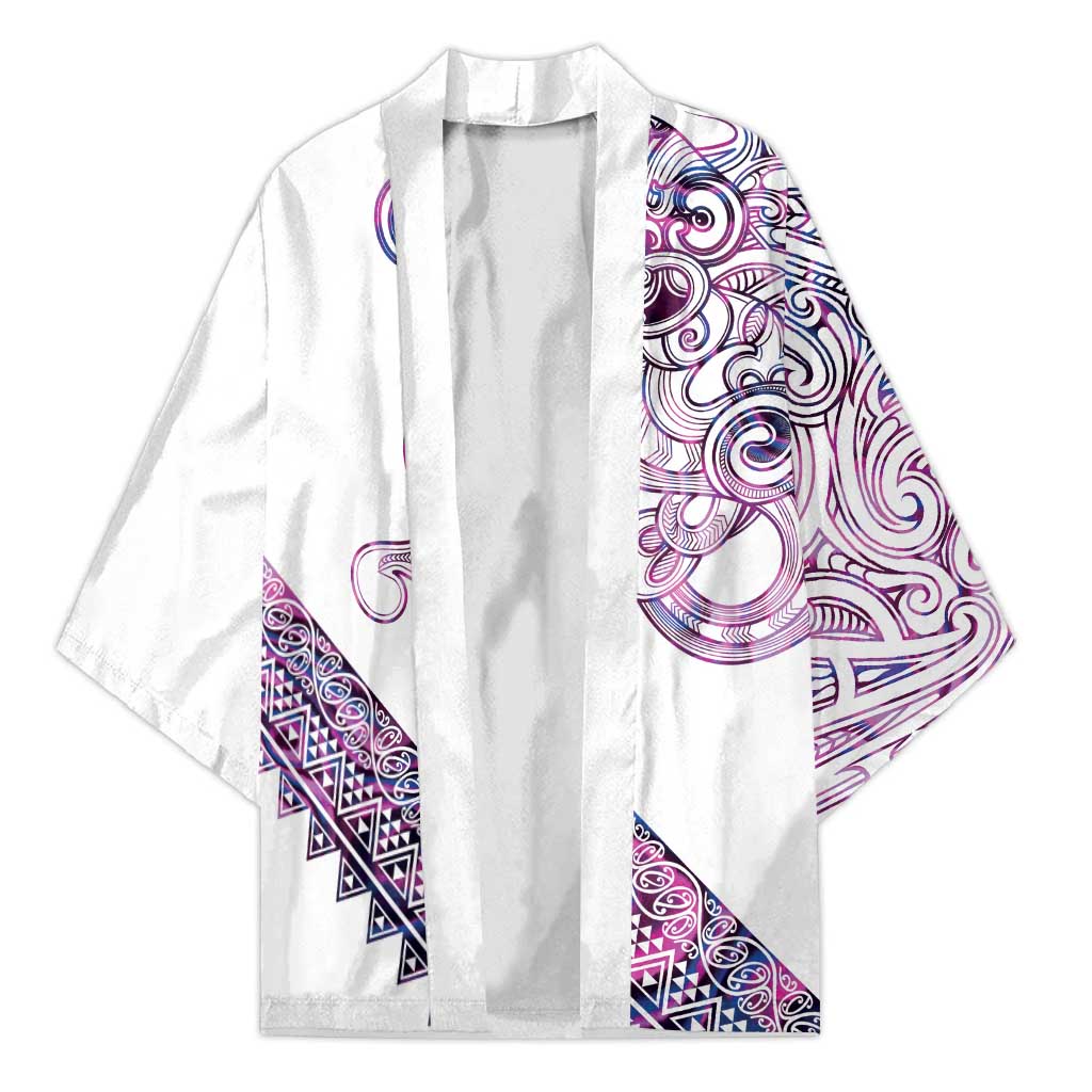 Mawhero Paua shell Kowhaiwhai Taniko Personalised Kimono Taniwha Maori Tribal Style LT9 Unisex Pink - Polynesian Pride