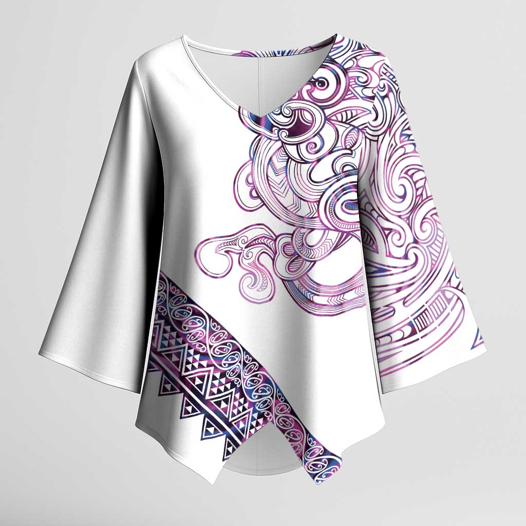 Mawhero Paua shell Kowhaiwhai Taniko Personalised Kimono Sleeve Blouse Taniwha Maori Tribal Style LT9 Female Pink - Polynesian Pride