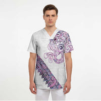 Mawhero Paua shell Kowhaiwhai Taniko Personalised Scrub Top Taniwha Maori Tribal Style LT9 - Polynesian Pride
