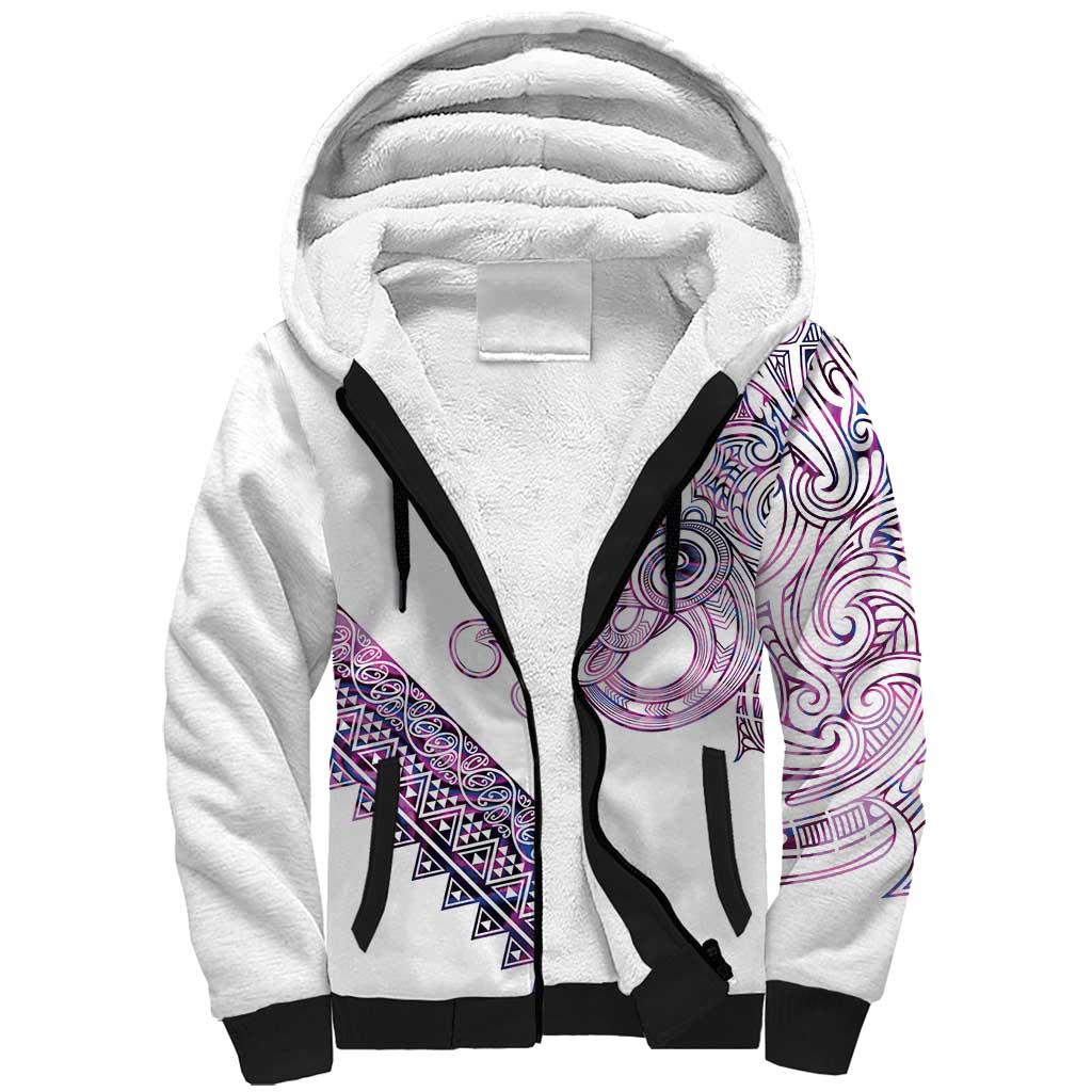 Mawhero Paua shell Kowhaiwhai Taniko Personalised Sherpa Hoodie Taniwha Maori Tribal Style LT9 Unisex Pink - Polynesian Pride