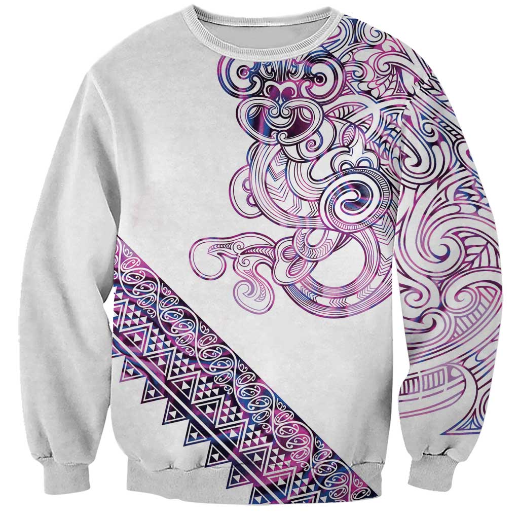 Mawhero Paua shell Kowhaiwhai Taniko Personalised Sweatshirt Taniwha Maori Tribal Style LT9 Unisex Pink - Polynesian Pride