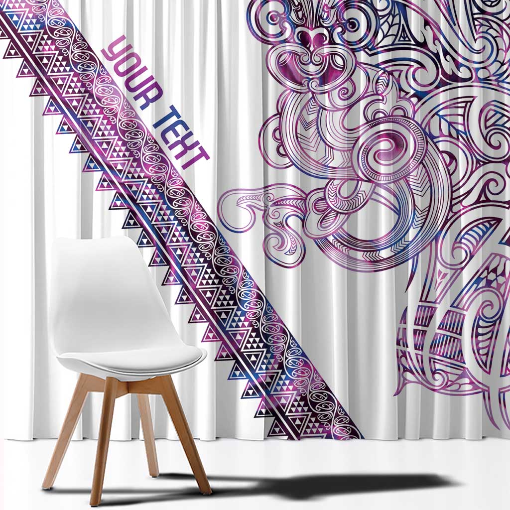 Mawhero Paua shell Kowhaiwhai Taniko Personalised Window Curtain Taniwha Maori Tribal Style LT9 - Polynesian Pride