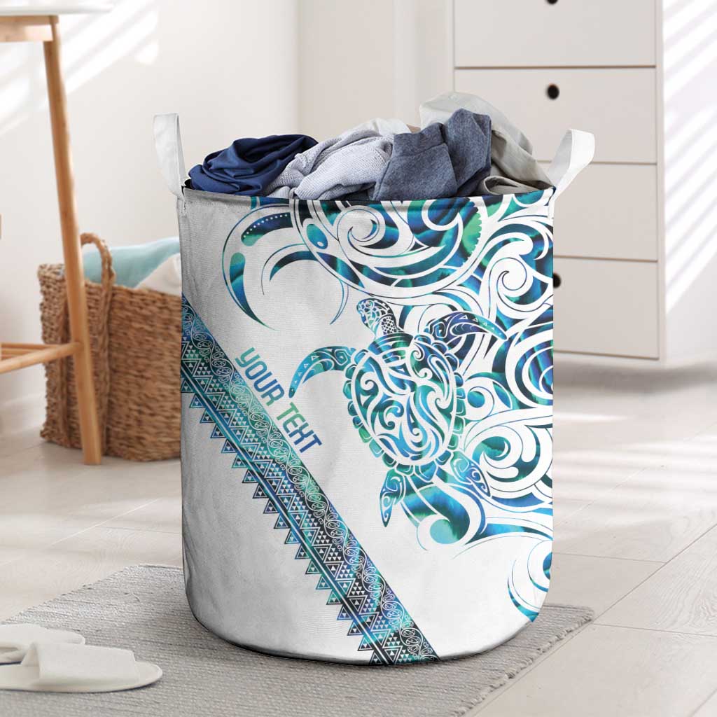Kahui Whetu Paua shell Kowhaiwhai Taniko Personalised Laundry Basket Turtle Tattoo Maori Tribal Style LT9 Blue - Polynesian Pride