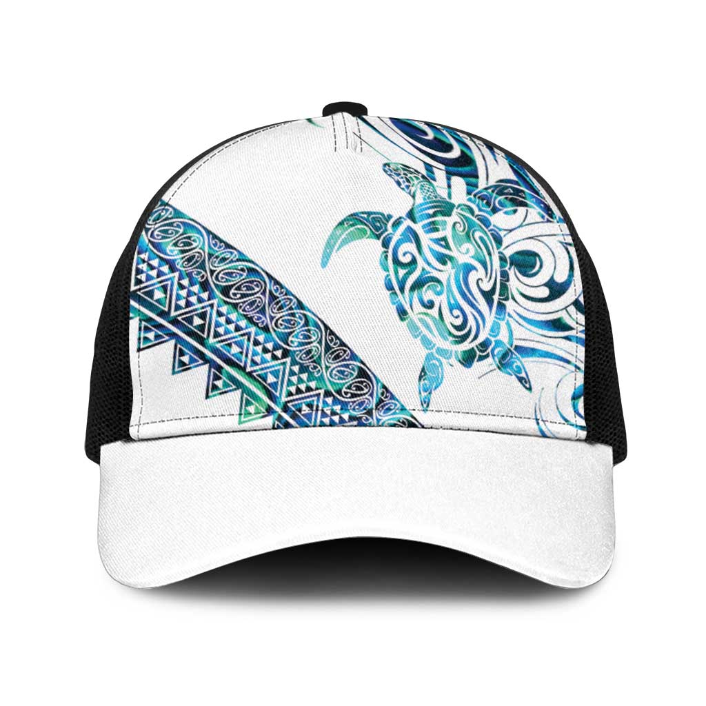 Kahui Whetu Paua shell Kowhaiwhai Taniko Baseball Net Cap Turtle Tattoo Maori Tribal Style LT9 One Size Black Blue - Polynesian Pride