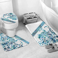 Kahui Whetu Paua shell Kowhaiwhai Taniko Personalised Bathroom Set Turtle Tattoo Maori Tribal Style LT9 Mat Set Only (3 pcs) One Size Blue - Polynesian Pride