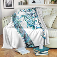 Kahui Whetu Paua shell Kowhaiwhai Taniko Personalised Blanket Turtle Tattoo Maori Tribal Style LT9 Blue - Polynesian Pride