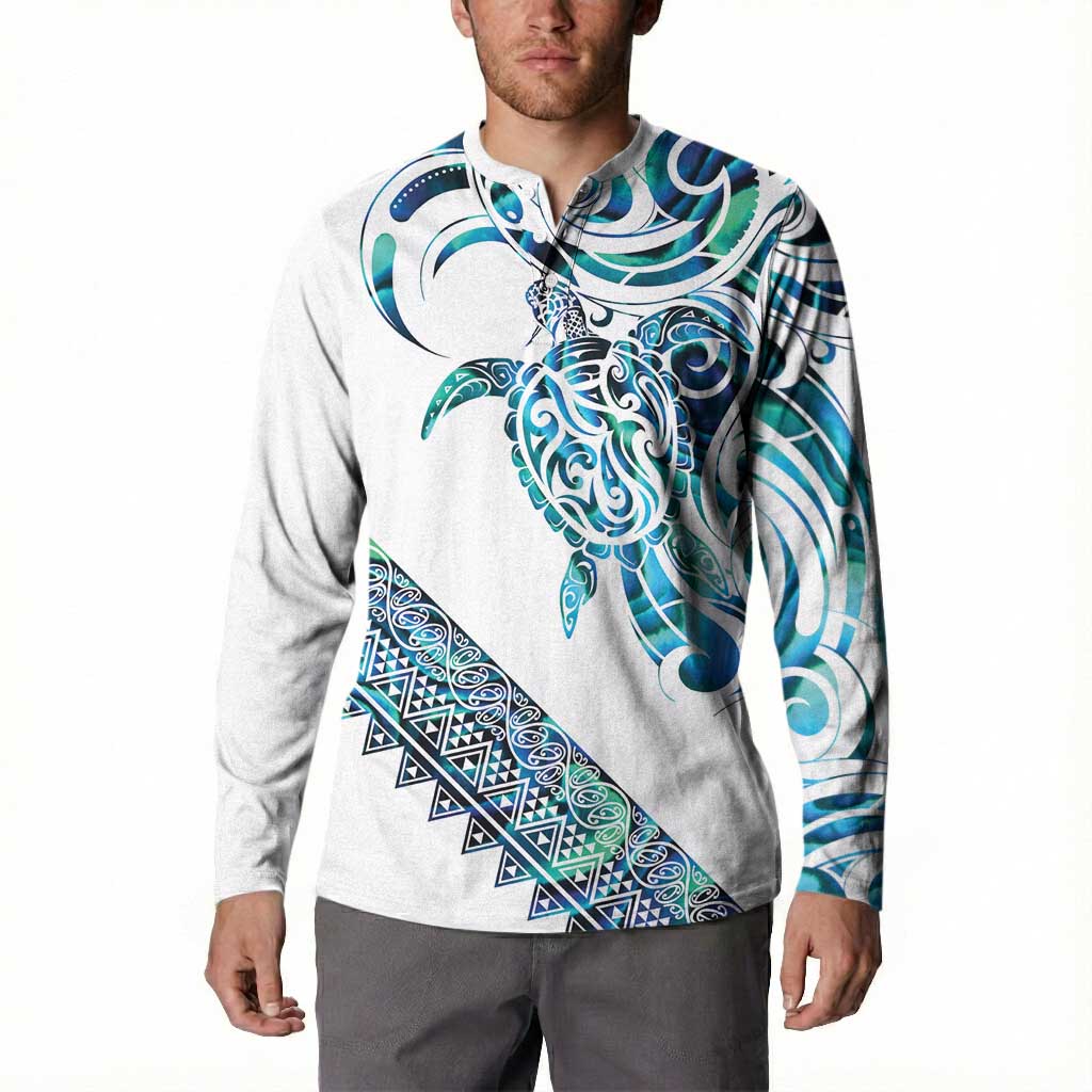 Kahui Whetu Paua shell Kowhaiwhai Taniko Personalised Button Sweatshirt Turtle Tattoo Maori Tribal Style LT9 - Polynesian Pride
