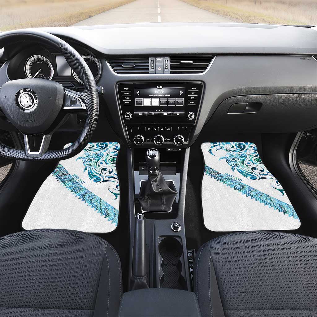 Kahui Whetu Paua shell Kowhaiwhai Taniko Personalised Car Mats Turtle Tattoo Maori Tribal Style LT9 Set 2pcs - Front Blue - Polynesian Pride