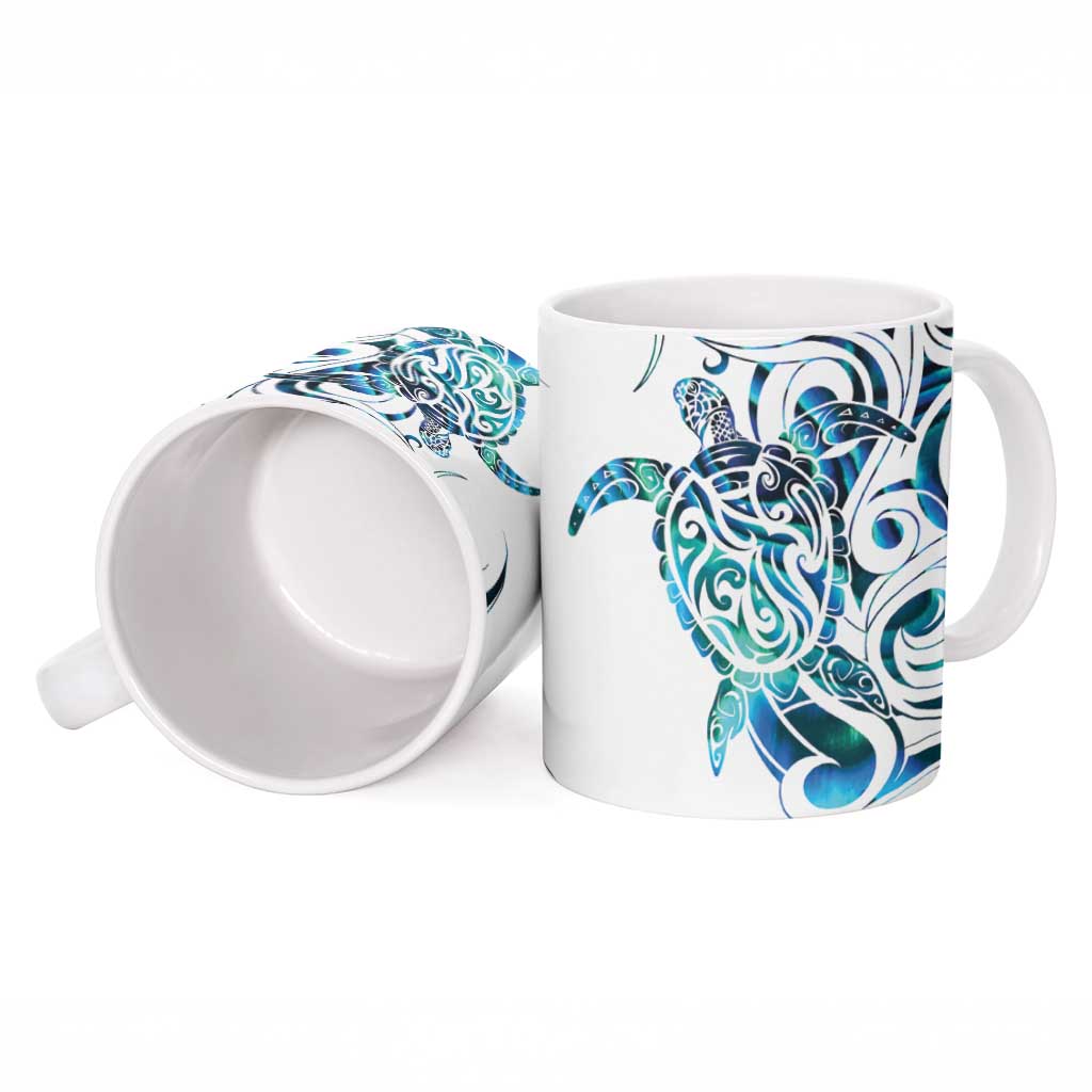 Kahui Whetu Paua shell Kowhaiwhai Taniko Personalised Ceramic Mug Turtle Tattoo Maori Tribal Style LT9 - Polynesian Pride