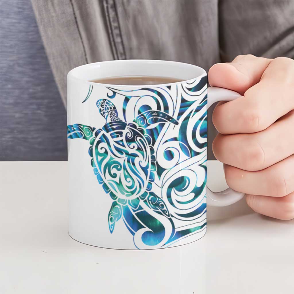 Kahui Whetu Paua shell Kowhaiwhai Taniko Personalised Ceramic Mug Turtle Tattoo Maori Tribal Style LT9 - Polynesian Pride