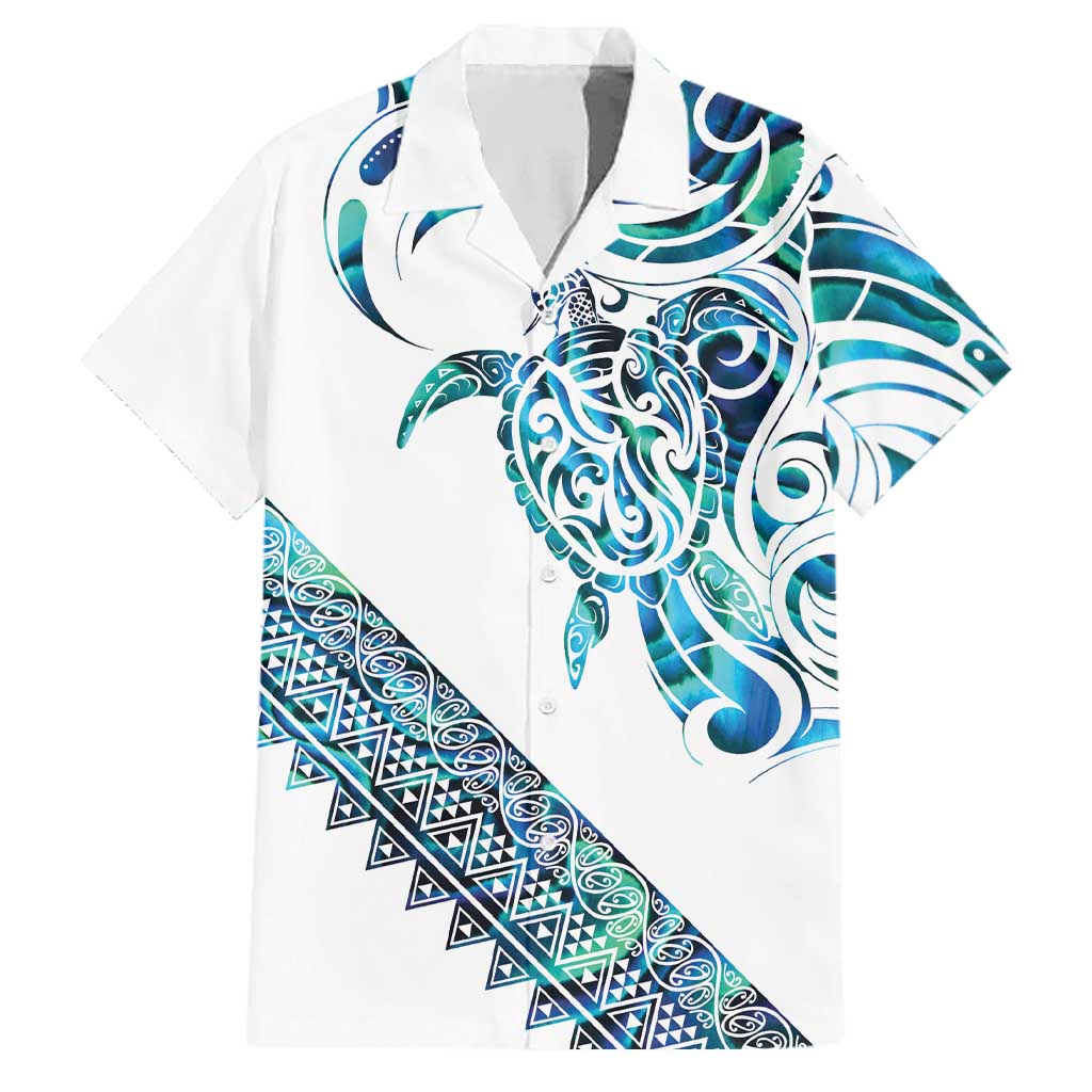 Kahui Whetu Paua shell Kowhaiwhai Taniko Personalised Family Matching Off Shoulder Maxi Dress and Hawaiian Shirt Turtle Tattoo Maori Tribal Style