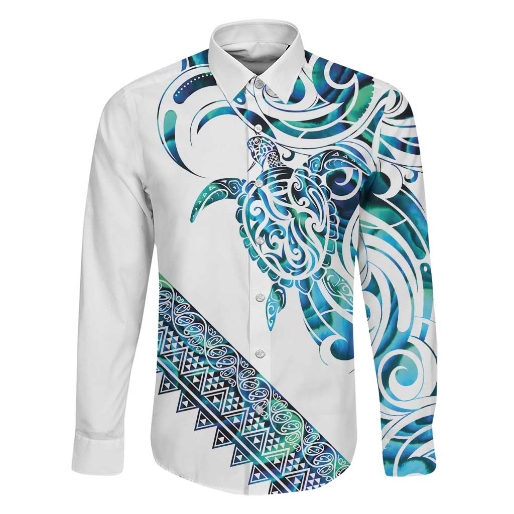 Kahui Whetu Paua shell Kowhaiwhai Taniko Personalised Family Matching Off Shoulder Short Dress and Hawaiian Shirt Turtle Tattoo Maori Tribal Style