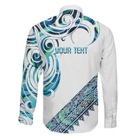 Kahui Whetu Paua shell Kowhaiwhai Taniko Personalised Family Matching Off Shoulder Short Dress and Hawaiian Shirt Turtle Tattoo Maori Tribal Style