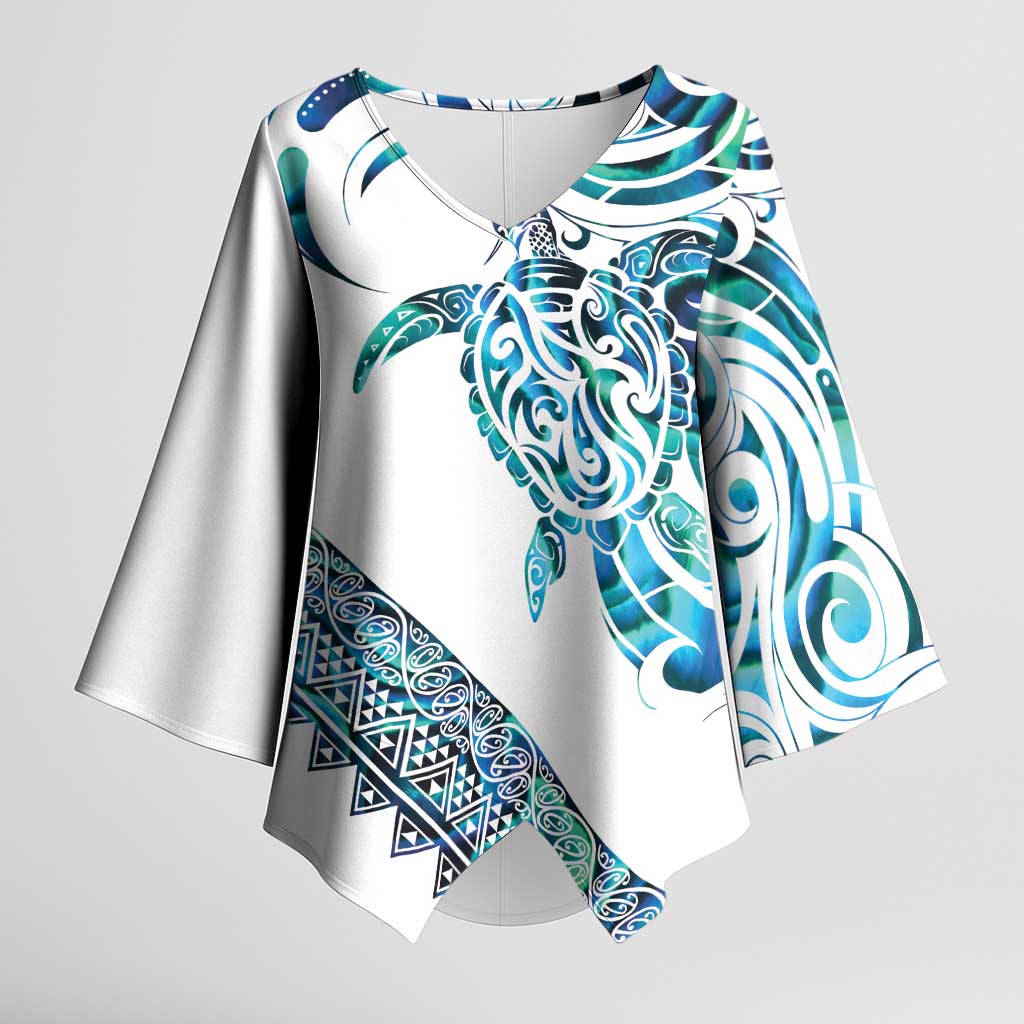 Kahui Whetu Paua shell Kowhaiwhai Taniko Personalised Kimono Sleeve Blouse Turtle Tattoo Maori Tribal Style LT9 Female Blue - Polynesian Pride