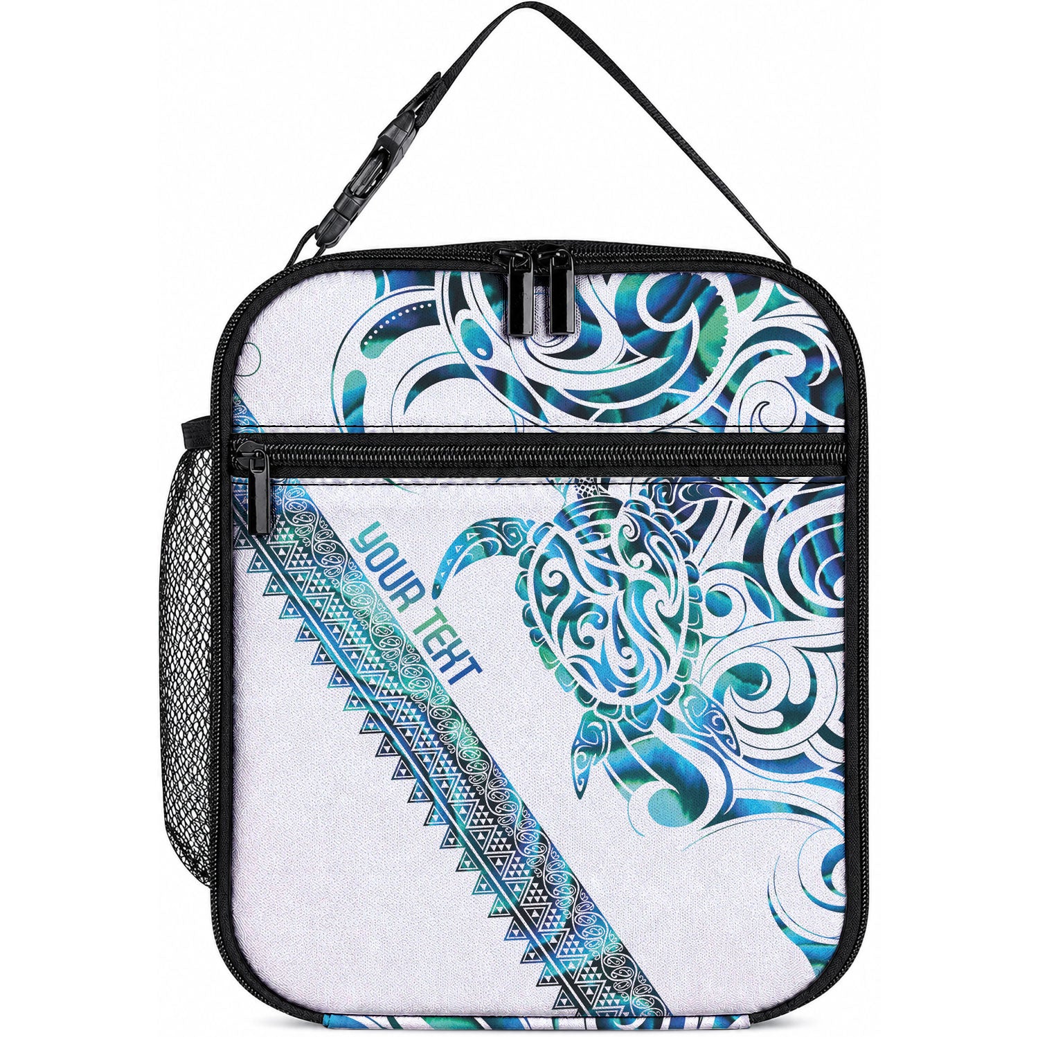 Kahui Whetu Paua shell Kowhaiwhai Taniko Personalised Lunch Bag Turtle Tattoo Maori Tribal Style LT9 10.2 × 8.3 × 4.3 inch Blue - Polynesian Pride