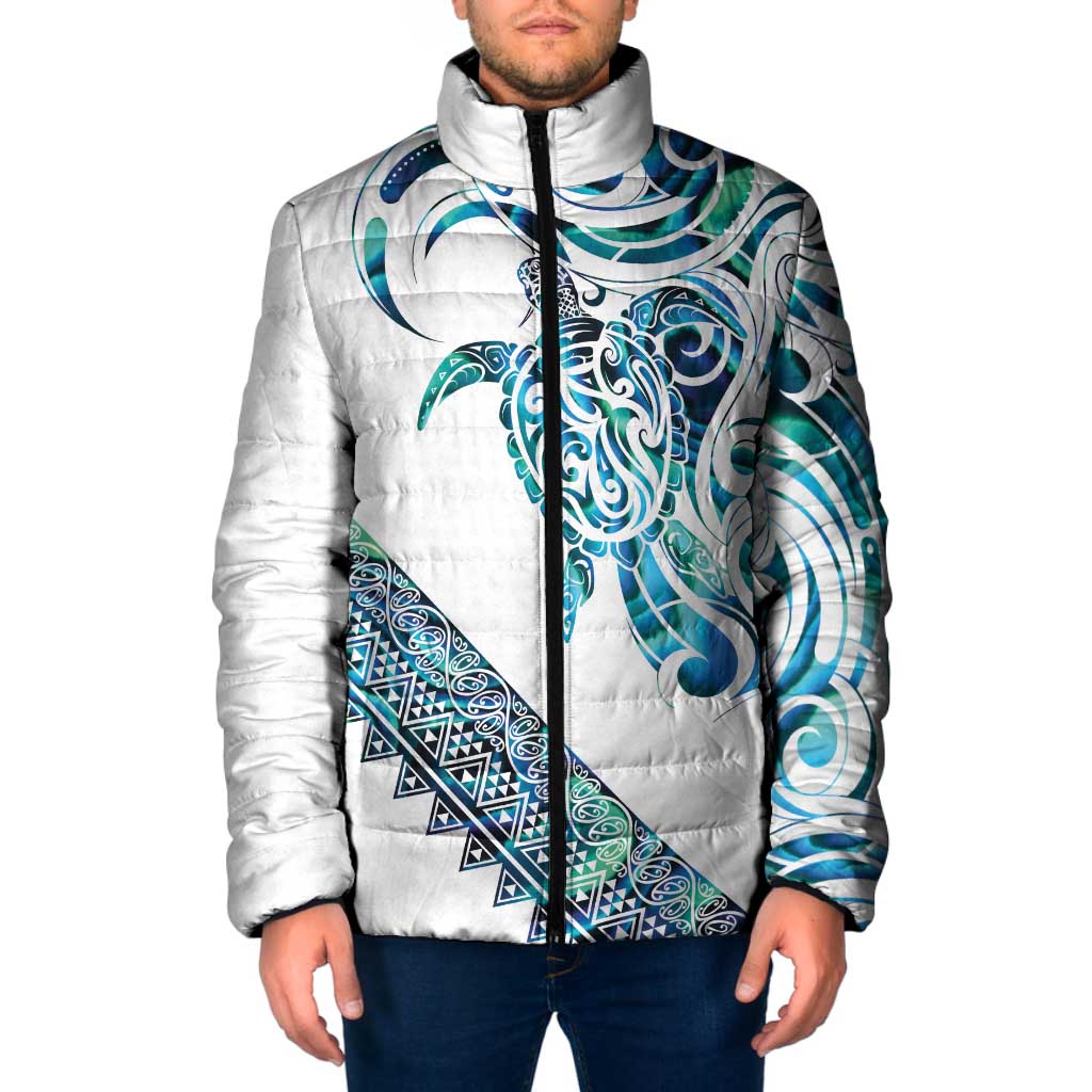Kahui Whetu Paua shell Kowhaiwhai Taniko Personalised Padded Jacket Turtle Tattoo Maori Tribal Style LT9 Men Blue - Polynesian Pride