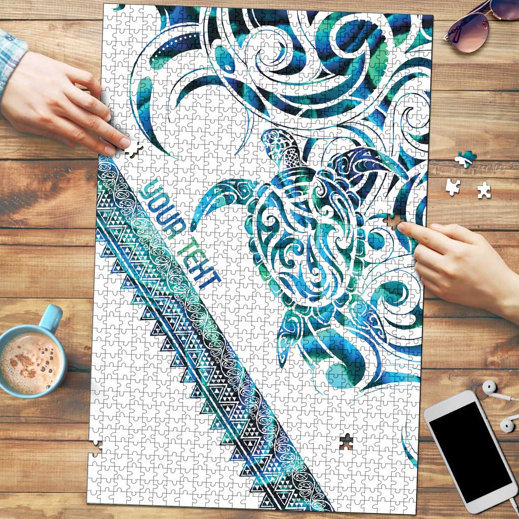 Kahui Whetu Paua shell Kowhaiwhai Taniko Personalised Puzzle Turtle Tattoo Maori Tribal Style LT9 Blue - Polynesian Pride