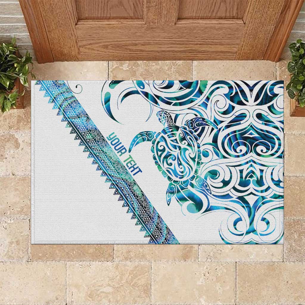 Kahui Whetu Paua shell Kowhaiwhai Taniko Personalised Rubber Doormat Turtle Tattoo Maori Tribal Style LT9 Blue - Polynesian Pride