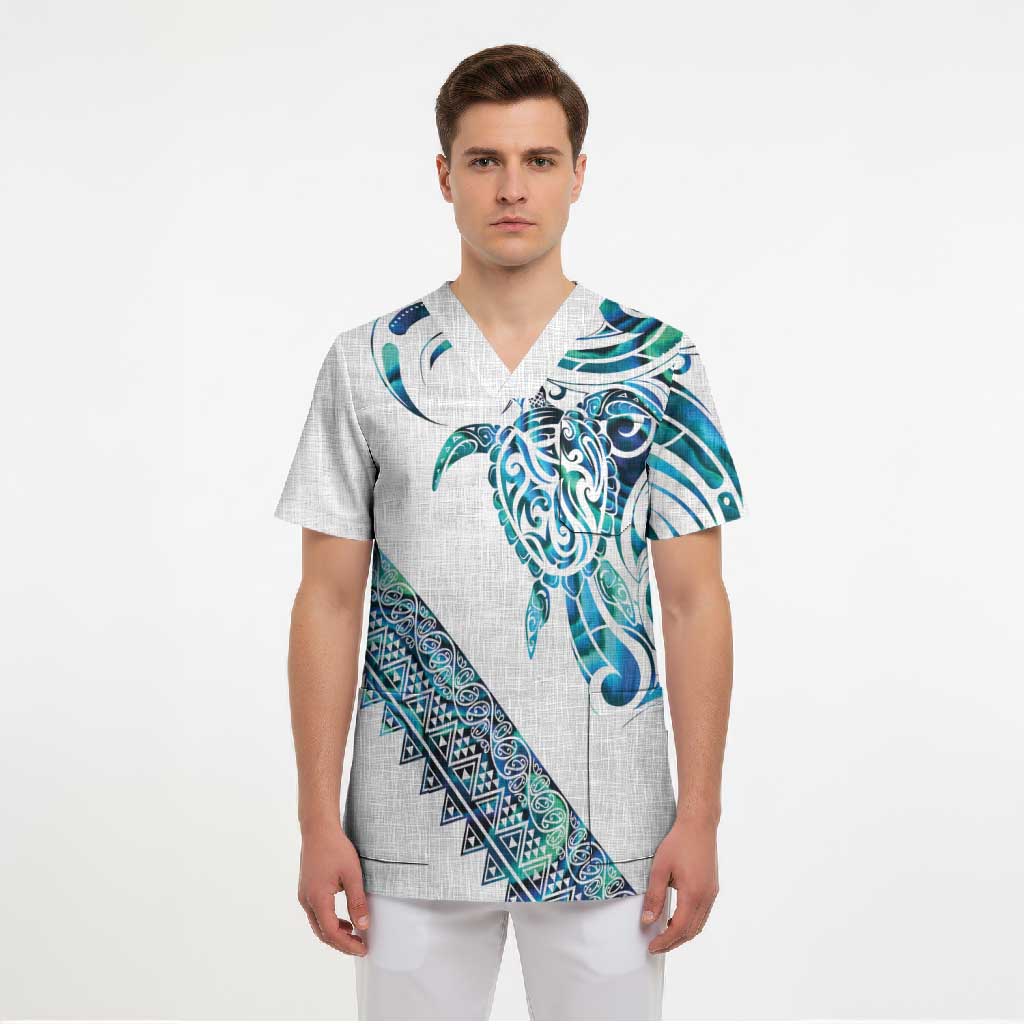 Kahui Whetu Paua shell Kowhaiwhai Taniko Personalised Scrub Top Turtle Tattoo Maori Tribal Style LT9 - Polynesian Pride