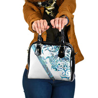 Kahui Whetu Paua shell Kowhaiwhai Taniko Personalised Shoulder Handbag Turtle Tattoo Maori Tribal Style LT9 One Size Blue - Polynesian Pride