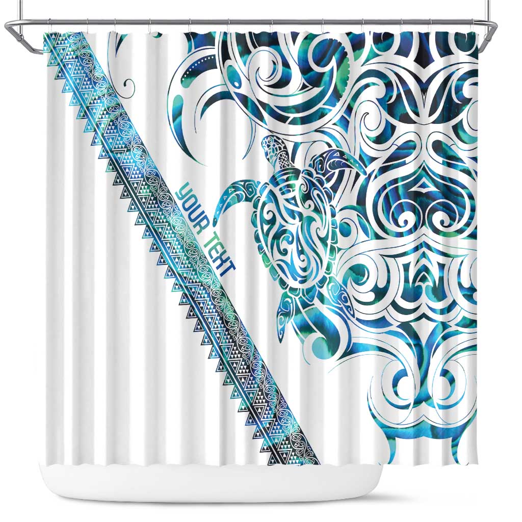 Kahui Whetu Paua shell Kowhaiwhai Taniko Personalised Shower Curtain Turtle Tattoo Maori Tribal Style LT9 Blue - Polynesian Pride