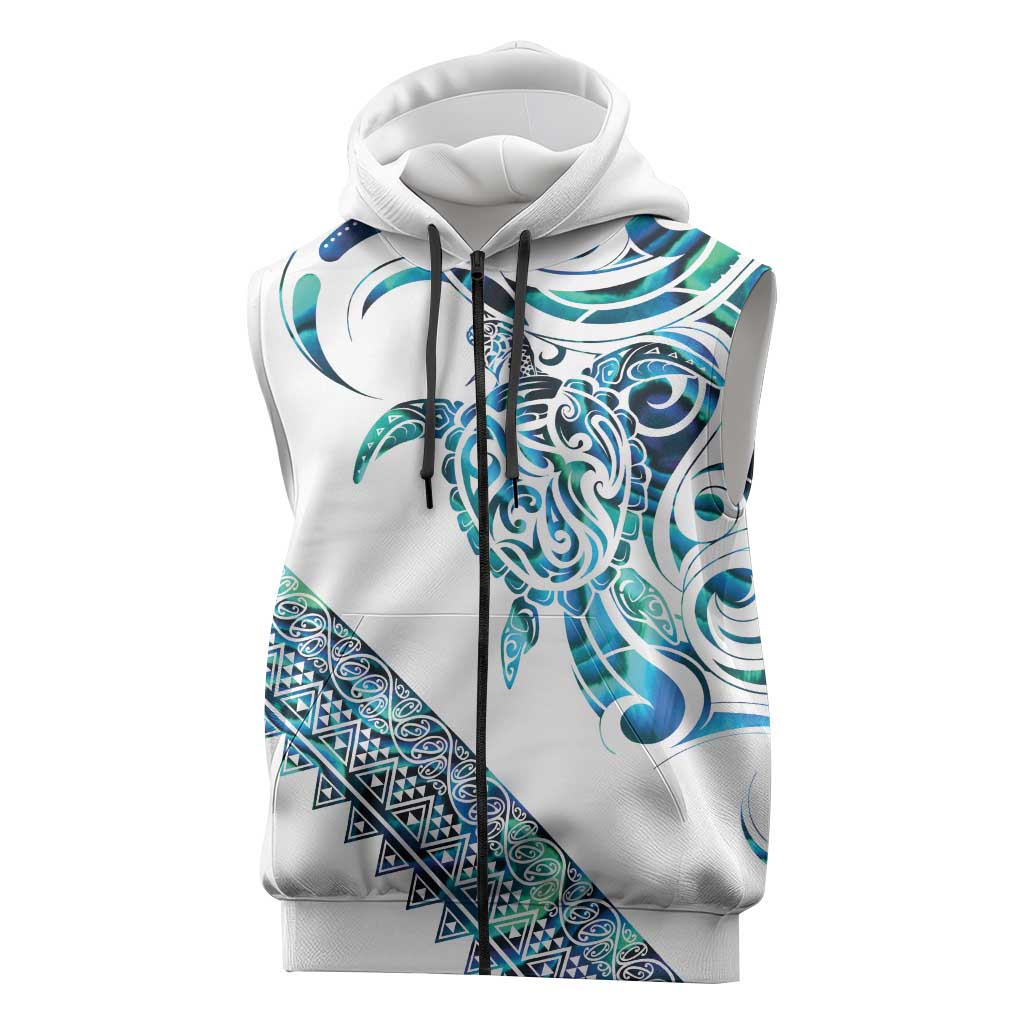 Kahui Whetu Paua shell Kowhaiwhai Taniko Personalised Sleeveless Zip Hoodie Turtle Tattoo Maori Tribal Style LT9 Blue - Polynesian Pride