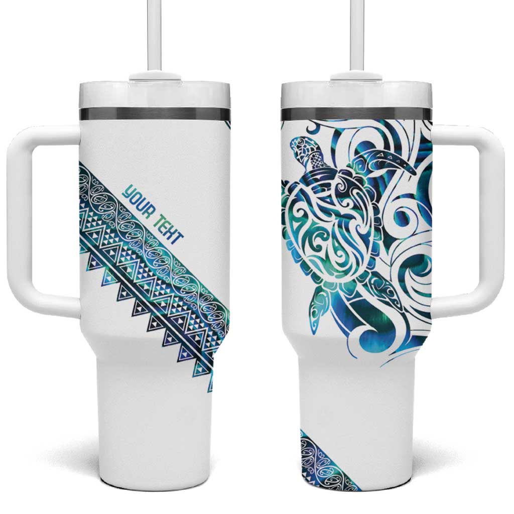 Kahui Whetu Paua shell Kowhaiwhai Taniko Personalised Tumbler With Handle Turtle Tattoo Maori Tribal Style LT9 One Size: 40 oz Blue - Polynesian Pride