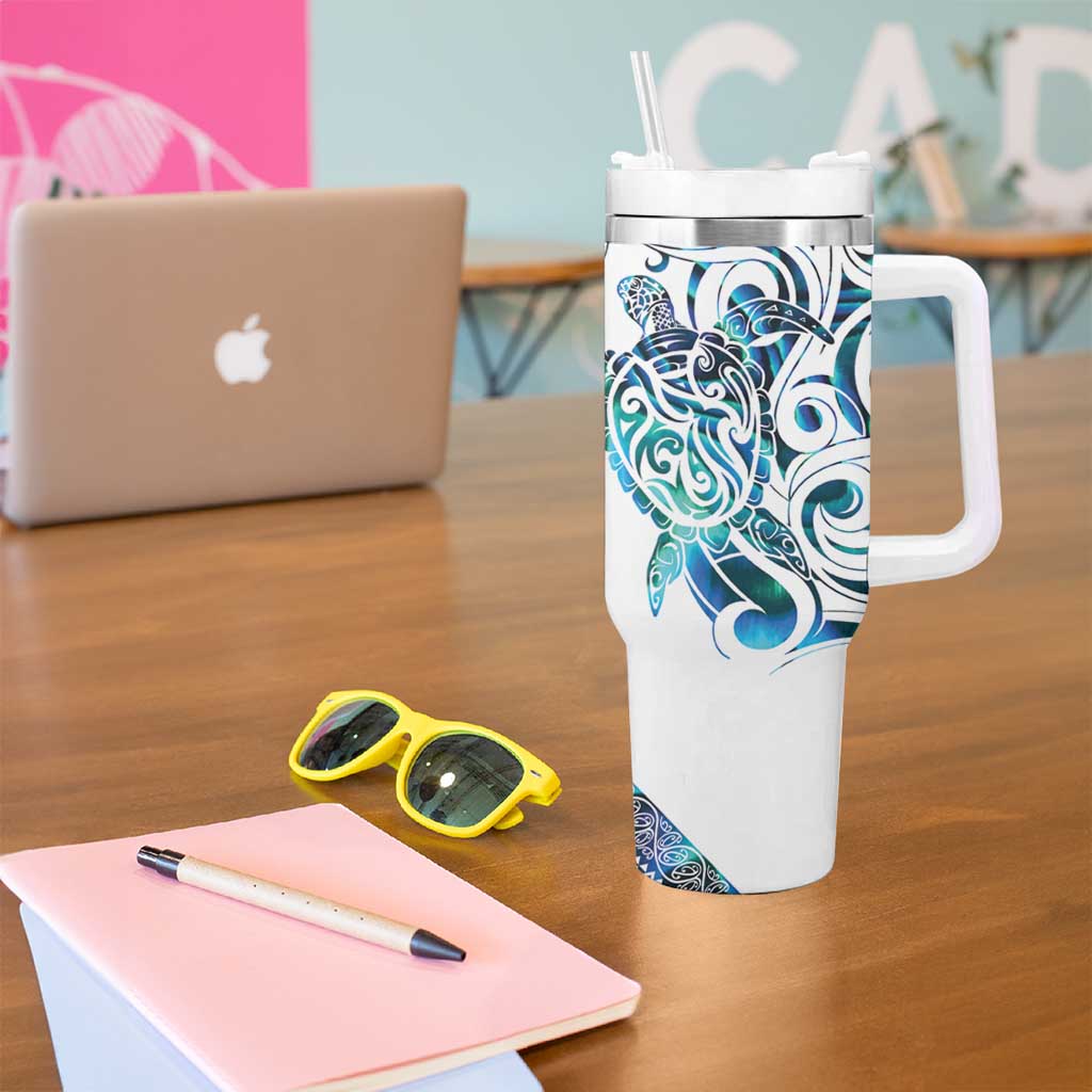 Kahui Whetu Paua shell Kowhaiwhai Taniko Personalised Tumbler With Handle Turtle Tattoo Maori Tribal Style LT9 - Polynesian Pride