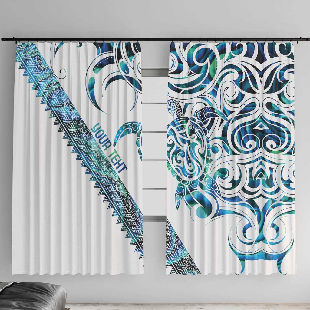 Kahui Whetu Paua shell Kowhaiwhai Taniko Personalised Window Curtain Turtle Tattoo Maori Tribal Style LT9 With Hooks Blue - Polynesian Pride