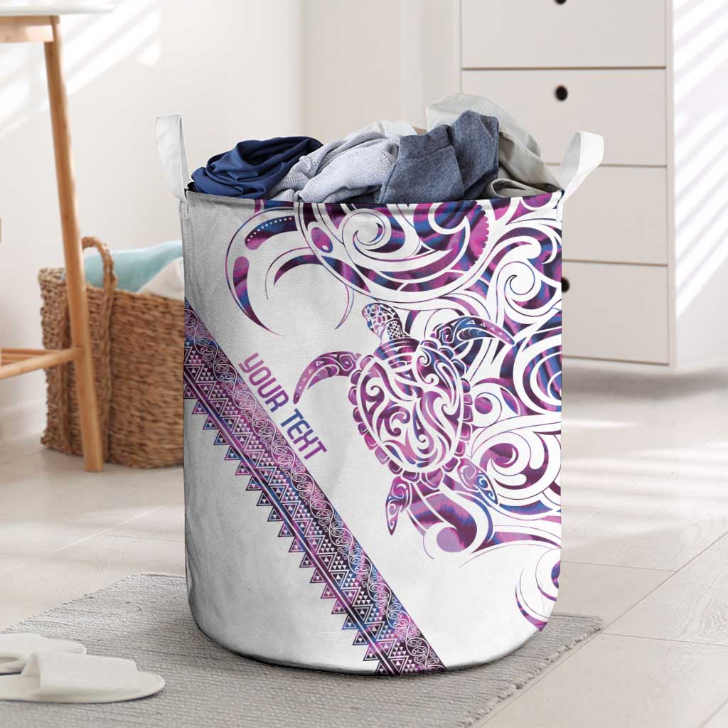 Mawhero Paua shell Kowhaiwhai Taniko Personalised Laundry Basket Turtle Tattoo Maori Tribal Style LT9 Pink - Polynesian Pride
