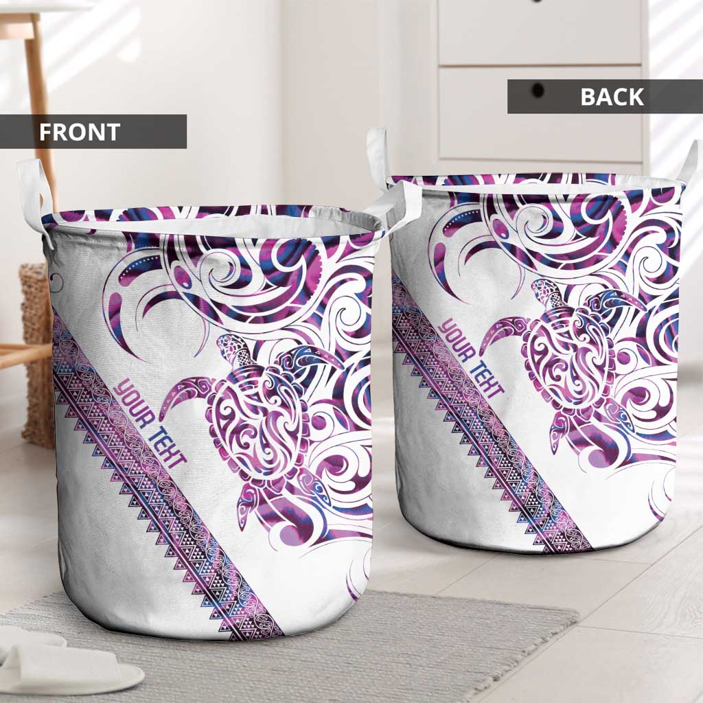 Mawhero Paua shell Kowhaiwhai Taniko Personalised Laundry Basket Turtle Tattoo Maori Tribal Style LT9 - Polynesian Pride