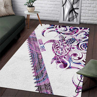 Mawhero Paua shell Kowhaiwhai Taniko Personalised Area Rug Turtle Tattoo Maori Tribal Style LT9 Pink - Polynesian Pride