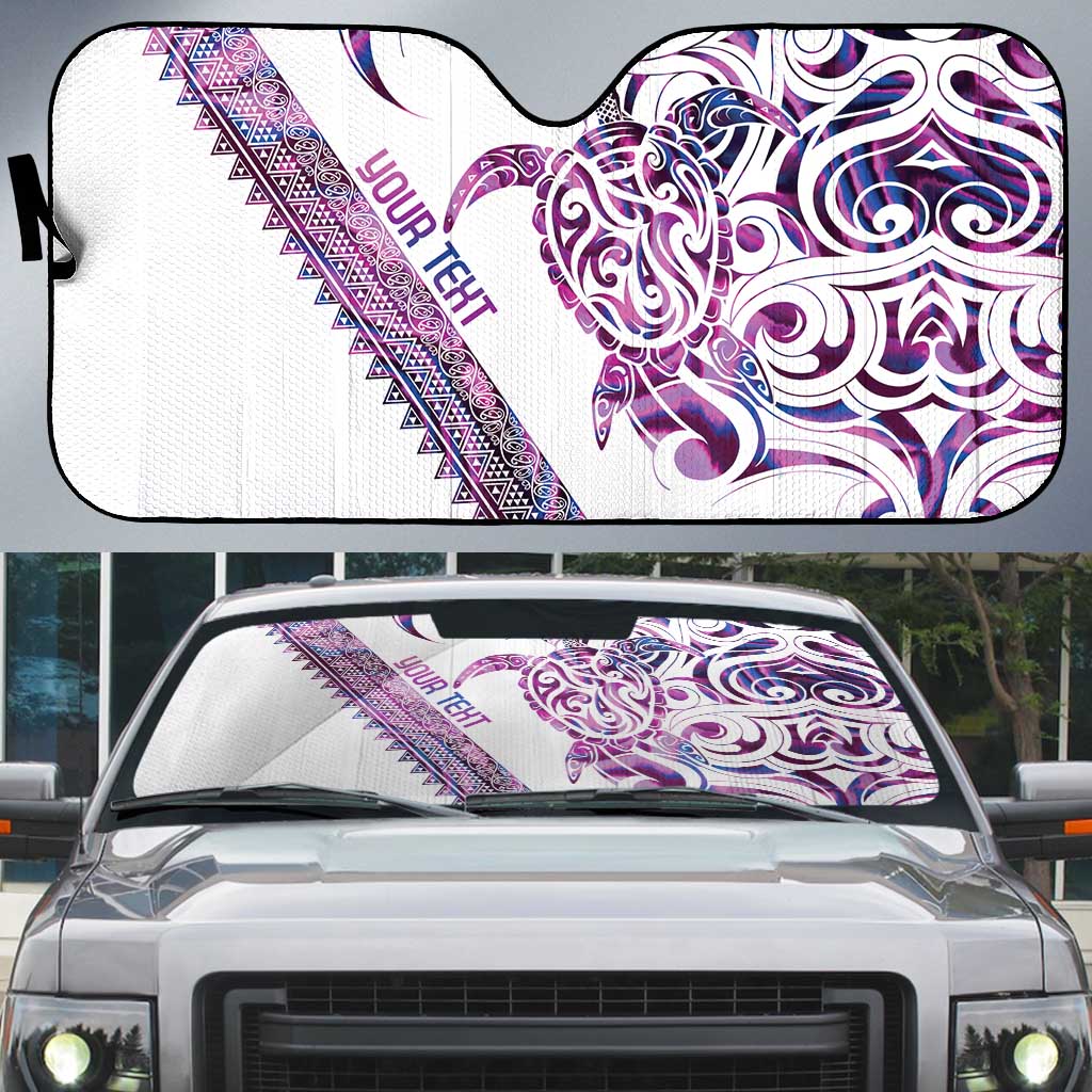 Mawhero Paua shell Kowhaiwhai Taniko Personalised Auto Sun Shade Turtle Tattoo Maori Tribal Style LT9 Pink - Polynesian Pride