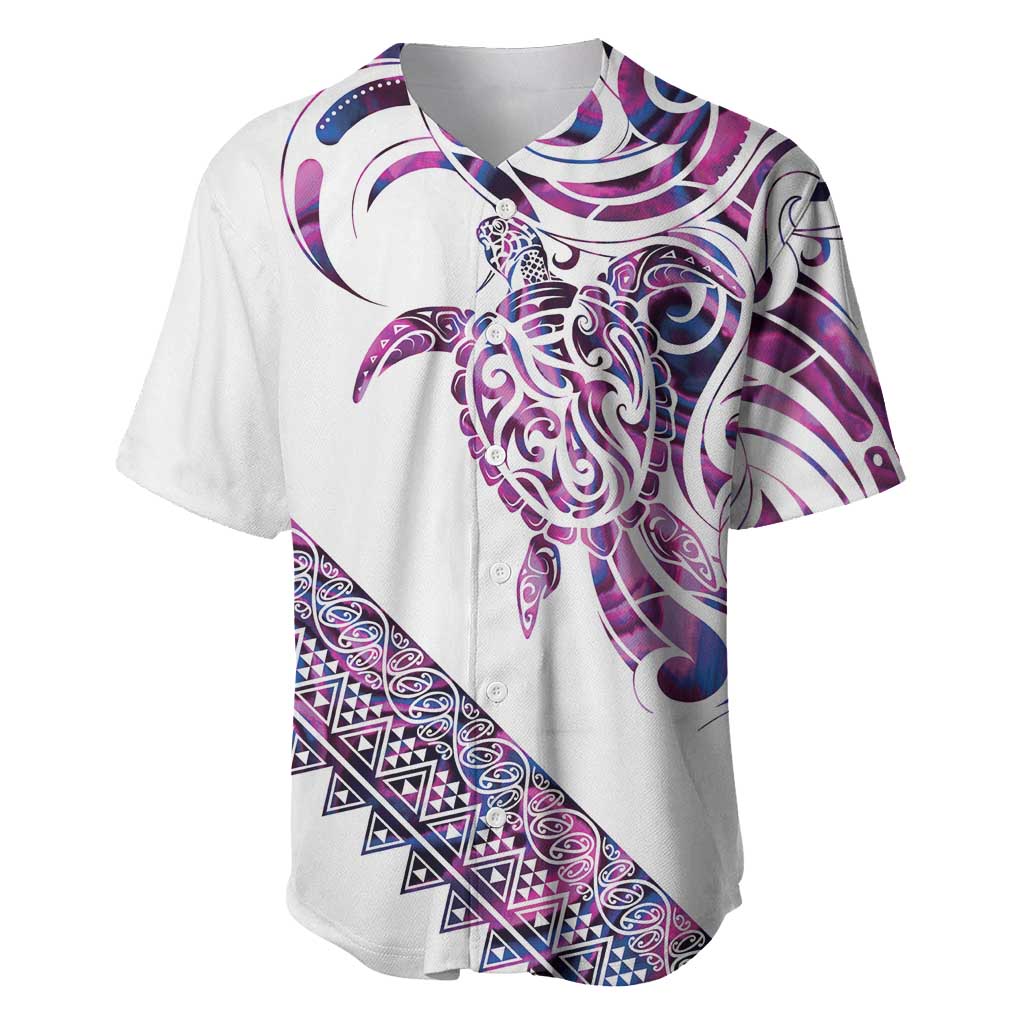 Mawhero Paua shell Kowhaiwhai Taniko Personalised Baseball Jersey Turtle Tattoo Maori Tribal Style LT9 Pink - Polynesian Pride