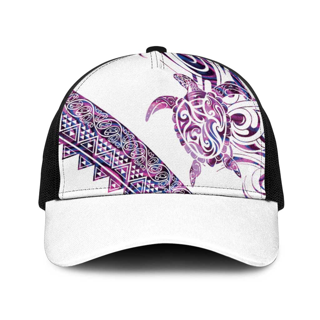 Mawhero Paua shell Kowhaiwhai Taniko Baseball Net Cap Turtle Tattoo Maori Tribal Style LT9 One Size Black Pink - Polynesian Pride