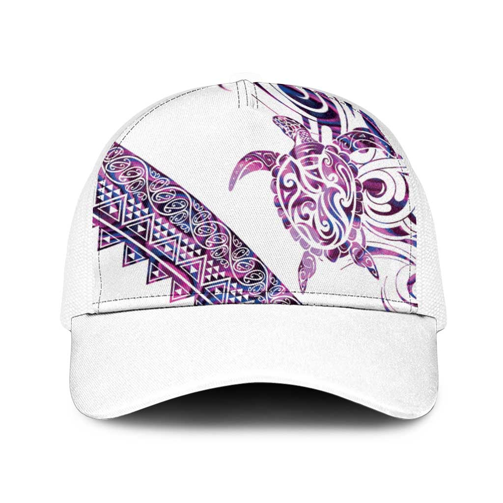 Mawhero Paua shell Kowhaiwhai Taniko Baseball Net Cap Turtle Tattoo Maori Tribal Style LT9 One Size White Pink - Polynesian Pride
