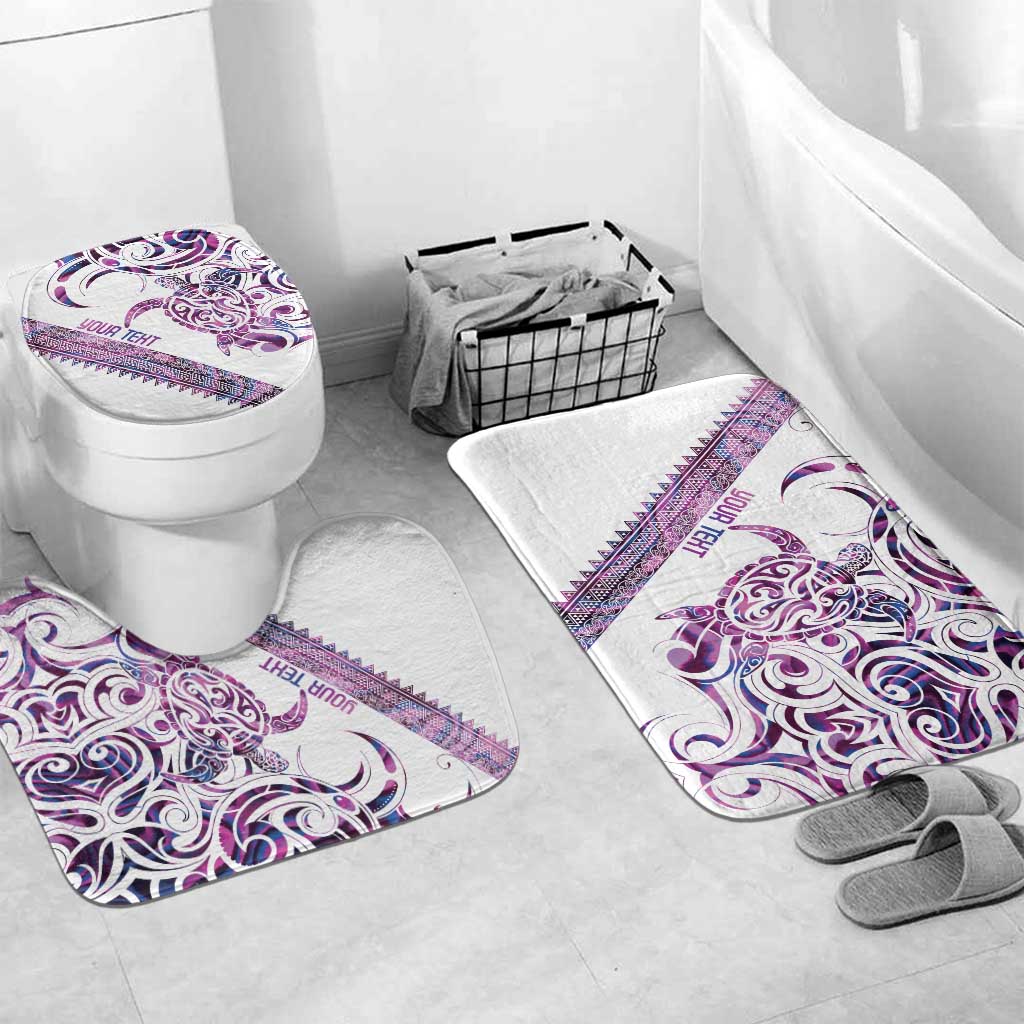 Mawhero Paua shell Kowhaiwhai Taniko Personalised Bathroom Set Turtle Tattoo Maori Tribal Style LT9 Mat Set Only (3 pcs) One Size Pink - Polynesian Pride