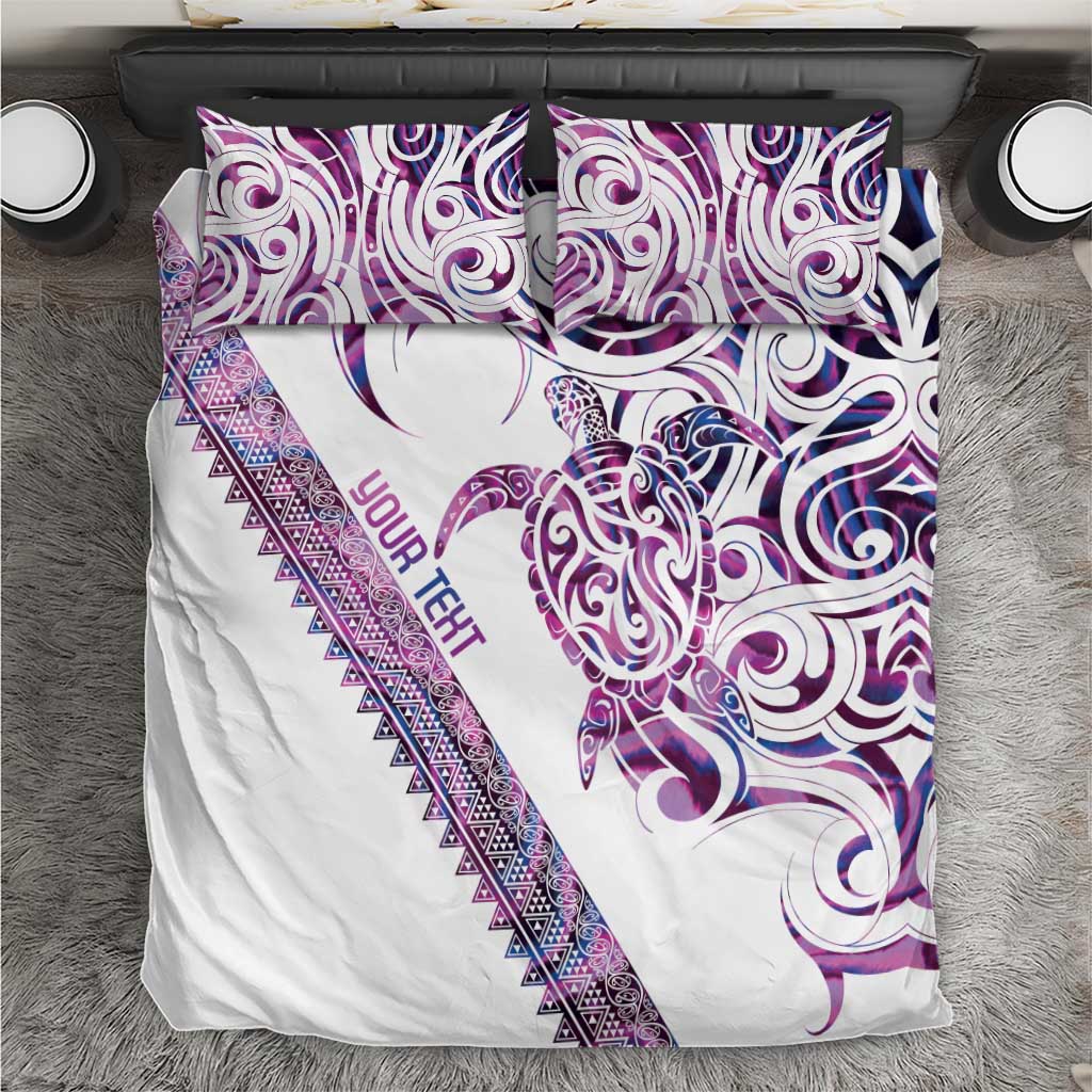 Mawhero Paua shell Kowhaiwhai Taniko Personalised Bedding Set Turtle Tattoo Maori Tribal Style LT9 Pink - Polynesian Pride