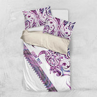 Mawhero Paua shell Kowhaiwhai Taniko Personalised Bedding Set Turtle Tattoo Maori Tribal Style LT9 US Twin 172cm x 218cm Pink - Polynesian Pride