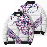 Mawhero Paua shell Kowhaiwhai Taniko Personalised Bomber Puffer Jacket Turtle Tattoo Maori Tribal Style LT9 - Polynesian Pride