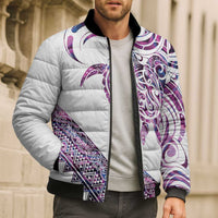 Mawhero Paua shell Kowhaiwhai Taniko Personalised Bomber Puffer Jacket Turtle Tattoo Maori Tribal Style LT9 - Polynesian Pride