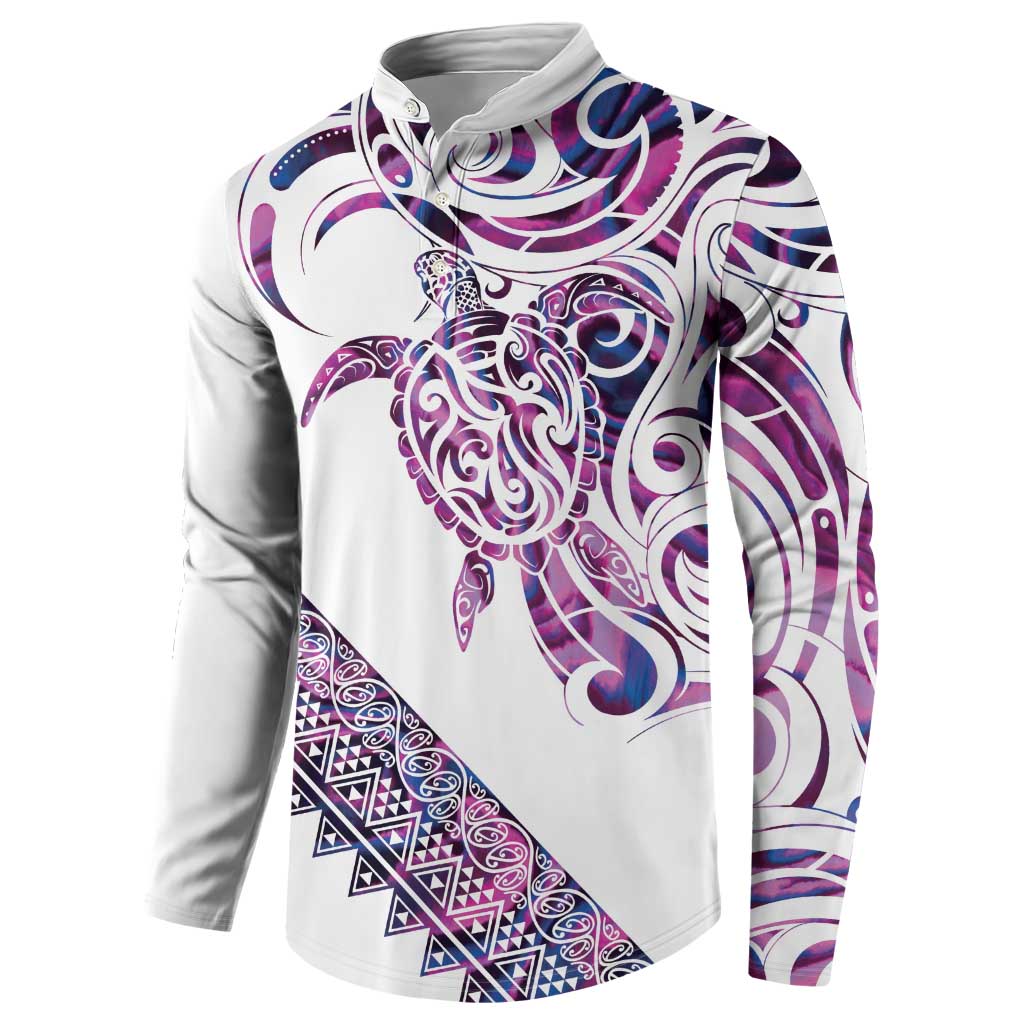 Mawhero Paua shell Kowhaiwhai Taniko Personalised Button Sweatshirt Turtle Tattoo Maori Tribal Style LT9 - Polynesian Pride