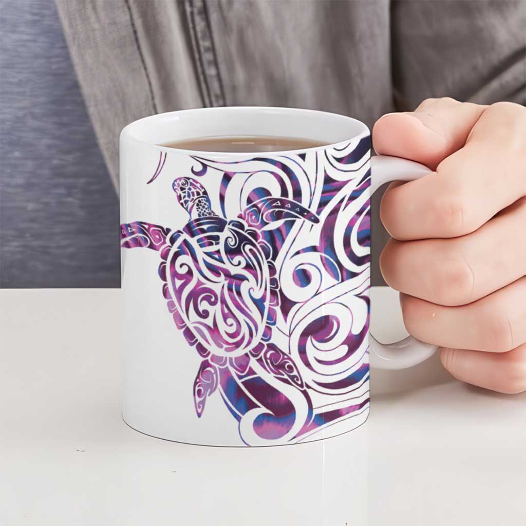 Mawhero Paua shell Kowhaiwhai Taniko Personalised Ceramic Mug Turtle Tattoo Maori Tribal Style LT9 - Polynesian Pride