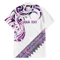 Mawhero Paua shell Kowhaiwhai Taniko Personalised Family Matching Short Sleeve Bodycon Dress and Hawaiian Shirt Turtle Tattoo Maori Tribal Style